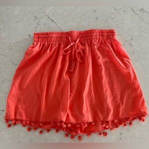 Boohoo brand Coral Pom-Pom Trim Shorts